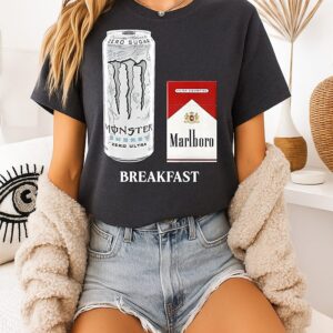 Breakfast White Monster And Marlboro Red Cigarette T-Shirt