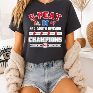 Buccaneers 5 Peat Nfc South Champions 2025 T-Shirt