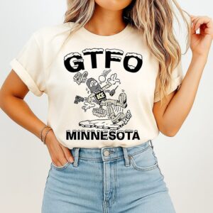 Gtfo Minnesota No Police Ice Agent Slipped On Ice Caricature T-Shirt
