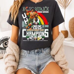 Hawaii Rainbow Warriors 2025 Hawaii Bowl Champions Mascot Score T-Shirt