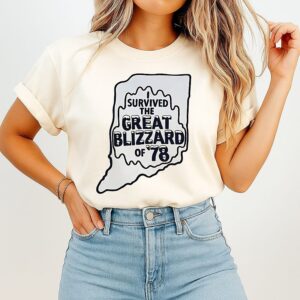 I Survived The Great Blizzard Of ’78 Indiana Outline T-Shirt