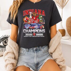 Indiana Hoosiers 2026 Chick-Fil-A Peach Bowl Champions Mascot T-Shirt