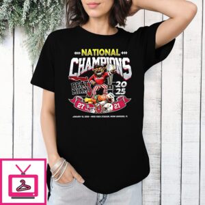 Indiana Hoosiers Beat Miami Hurricanes Cfp National Champions 2026 Mascot And Trophy T-Shirt
