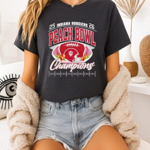 Indiana Hoosiers Football 2025-26 Peach Bowl Champions Logo T-Shirt