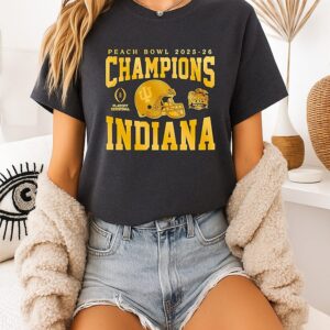 Indiana Hoosiers Peach Bowl Champions 2025-26 Gold Helmet T-Shirt
