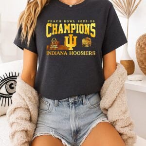Indiana Hoosiers Peach Bowl Champions 2025-26 Gold T-Shirt