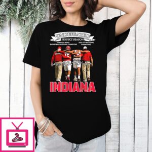 Indiana University Undefeated Perfect Season 1976 Basketball And 2026 Cfp National Champions T-Shirt