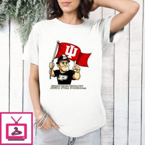 Just For Today Purdue Pete With Flag Indiana Hoosier T-Shirt