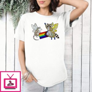 Lgbtq Fairies Rat And Raccoon Rainbow T-Shirt