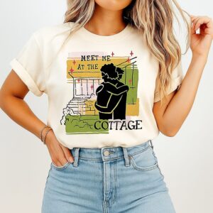 Meet Me At The Cottage Two People Are Hugging Silhouettes T-Shirt
