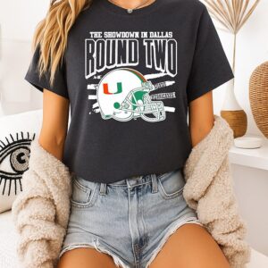 Miami Hurricanes The Showdown In Dallas Round Two Helmet T-Shirt