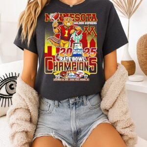 Minnesota Golden Gophers Rate Bowl Champions 2025 Mascot Skyline T-Shirt