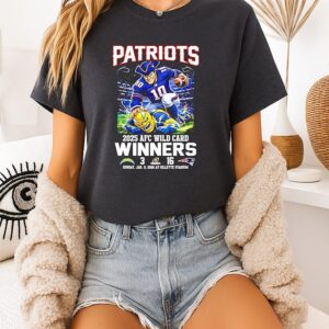 New England Patriots 2025 Afc Wild Card Winners 3-16 Score Mascot T-Shirt