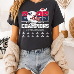 New England Patriots Afc Conference Champions 2025 Helmet T-Shirt
