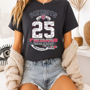 New England Patriots American Football Conference Championship 2025 Player Signature T-Shirt