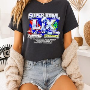New England Patriots Vs Seattle Seahawks NFL Super Bowl Lx T-Shirt
