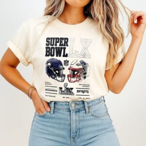 New England Patriots Vs. Seattle Seahawks Super Bowl Lx Dueling T-Shirt
