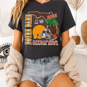 Notre Dame Fighting Cfp Semifinal Irish Orange Bowl 2026 Helmet State T-Shirt