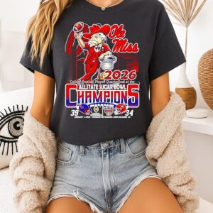 Ole Miss Cfp Allstate Sugar Bowl Champions 2026 Mascot Skyline T-Shirt