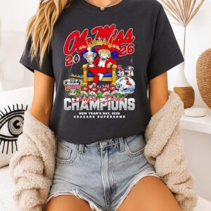 Ole Miss Cfp Allstate Sugar Bowl Champions Happy New Year 2026 Mascot T-Shirt
