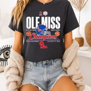 Ole Miss Football Vrbo Fiesta Bowl Champions 2026 Helmet T-Shirt