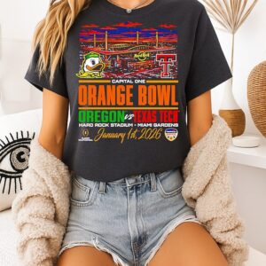Oregon Vs Texas Tech Cfp ’26 Orange Bowl City Skyline T-Shirt