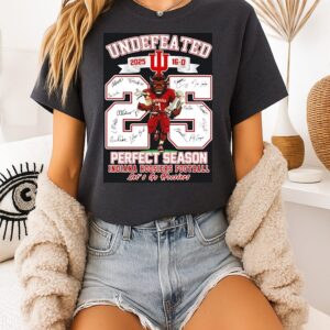 Peach Bowl Champions 2026 Indiana Football Undefeated 2025 16-0 Let’s Go Hoosiers Mascot T-Shirt