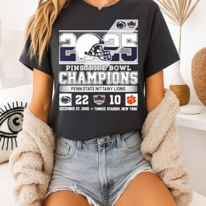 Penn State Nittany Lions Football 2025 Pinstripe Bowl Champions 22-10 Score T-Shirt
