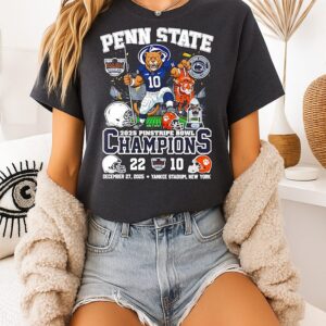 Penn State Nittany Lions Football Pinstripe Bowl Champions 2025 Mascot Score T-Shirt