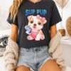 Pitbull Puppy Wearing Pink Bow Sup Pup With Sweet Sips T-Shirt