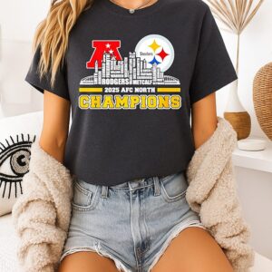 Pittsburgh Steelers 2025 Afc North Champions Names City Skyline T-Shirt