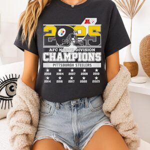 Pittsburgh Steelers Helmet Champions Afc North Division 2025 10 Years T-Shirt