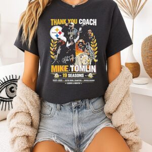 Pittsburgh Steelers Thank You Coach Mike Tomlin 19 Seasons 2007 2025 T-Shirt