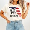 Pray For Florida Map With American Flag Design T-Shirt