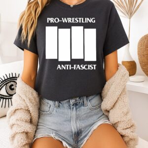 Pro-Wrestling Anti-Fascist Four White Lines Parody Logo T-Shirt