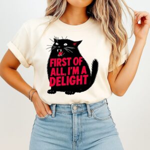 Roaring Black Cat I’m A Delight T-Shirt