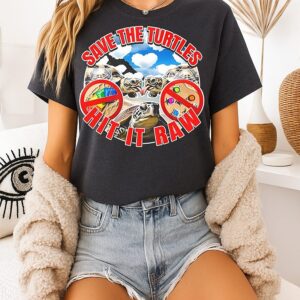 Save The Turtles Hit It Raw Caricature T-Shirt