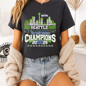 Seattle Seahawks Nfc West Division Champions Player Names Skyline T-Shirt