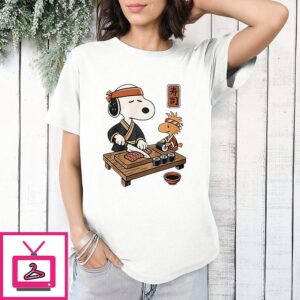 Snoopy And Woodstock Sushi Japan Food T-Shirt