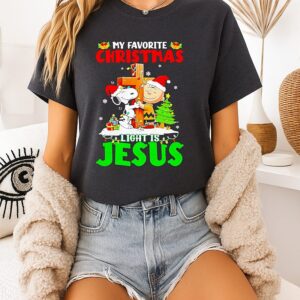 Snoopy Charlie Brown My Favorite Christmas Light Is Jesus T-Shirt