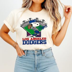 Snoopy Los Angeles Dodgers Stadium Cartoon T-Shirt