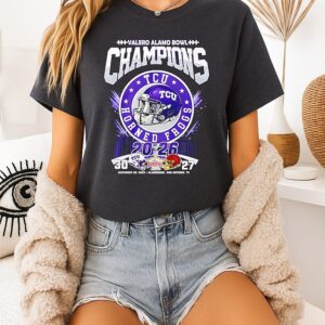 Tcu Horned Frogs Valero Alamo Bowl Champions 2026 Helmets T-Shirt