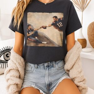 Tom Brady And Drake Maye New England Patriots Afc Championship Creation Of Adam Parody T-Shirt