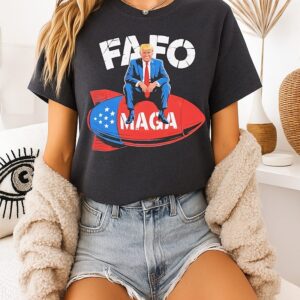 Trump Sitting On Maga Rocket Political Satire T-Shirt