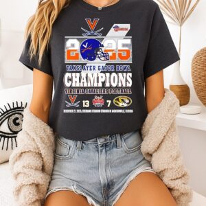 Virginia Cavaliers 2025 Texaslayer Gator Bowl Champions 13-7 Score T-Shirt