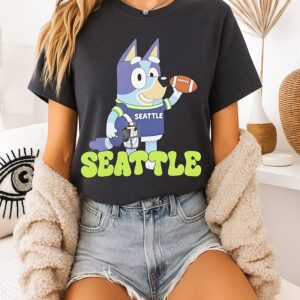 Bluey Seattle Seahawks Football 2026 Cartoon T-Shirt