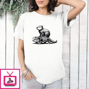 Capybara Riding Armadillo T-Shirt