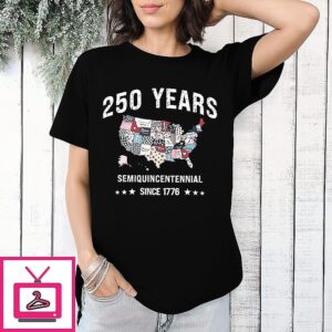 Celebrate 250th Anniversary Retro USA Map Semiquincentennial Since 1776 T-Shirt