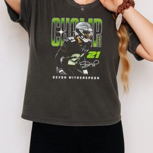 Devon Witherspoon 21 Seattle Seahawks 2025 Champ Signature T-Shirt