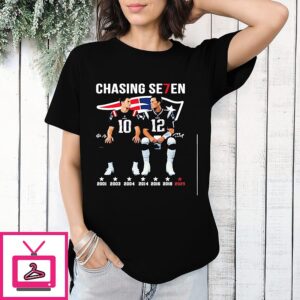 Drake Maye And Tom Brady Chasing Se7en Patriots 7 Time T-Shirt